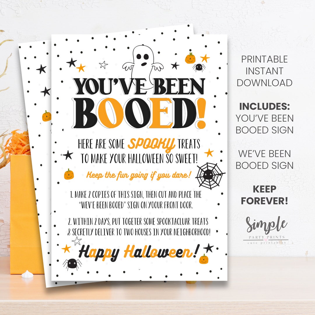 You've Been Booed Printable Instructions, Halloween Activity, Boo Sign ...