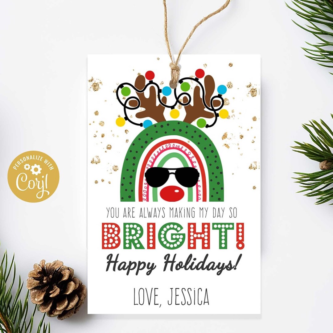 Reindeer Printable Tags, Rudolf the Red Nose Reindeer Holiday Tags, Christmas Printable Tags ...