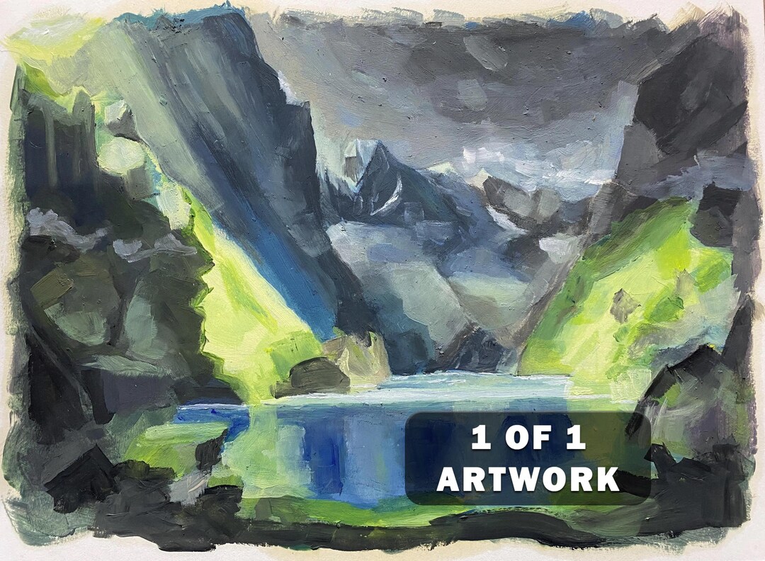 Mountain Lake – Original Oil Painting on Paper - Etsy