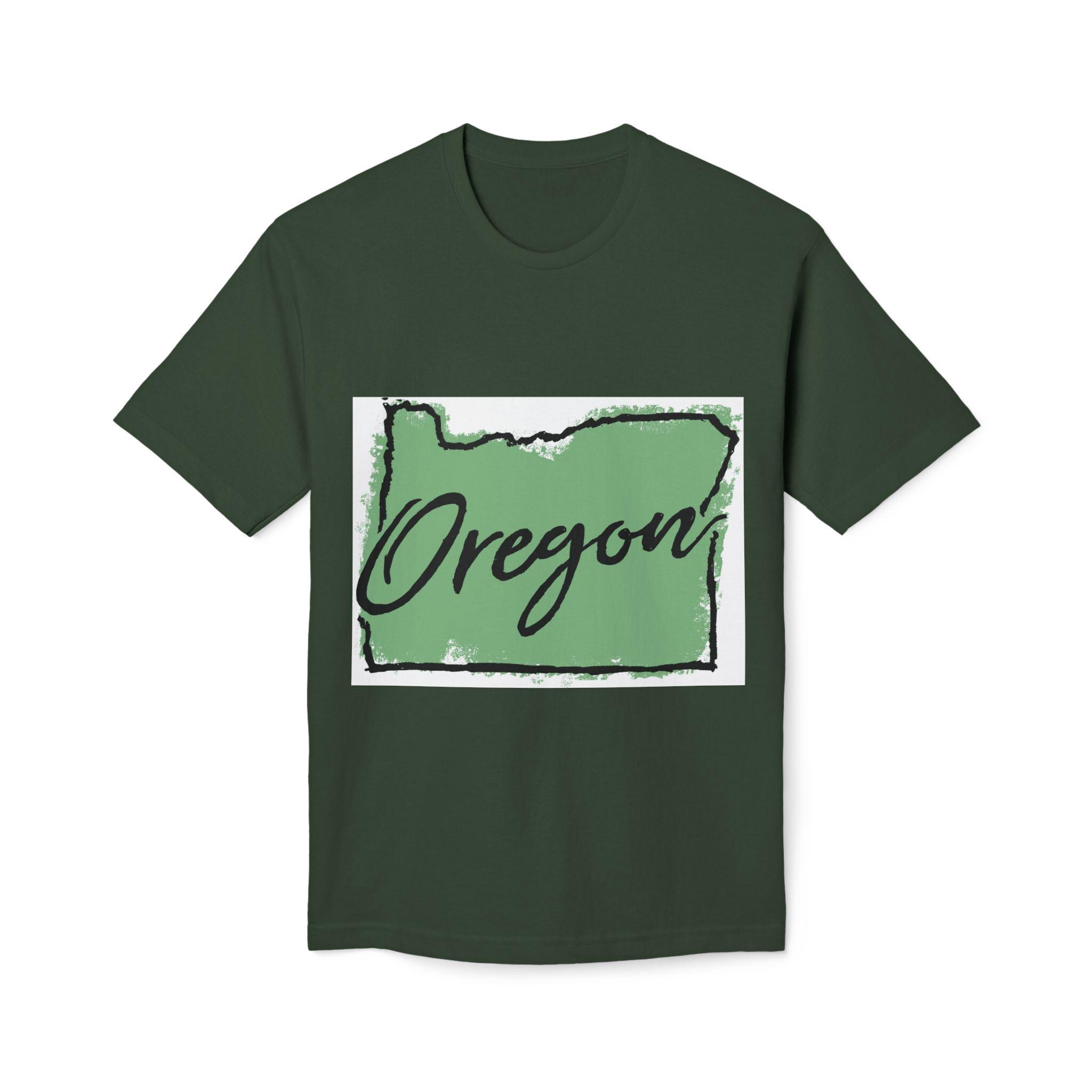 Oregon State Outline Script T-shirt | Green Map Tee - Etsy
