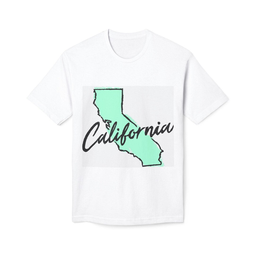 California State Outline Script Text T-shirt | Mint Map Graphic Tee - Etsy