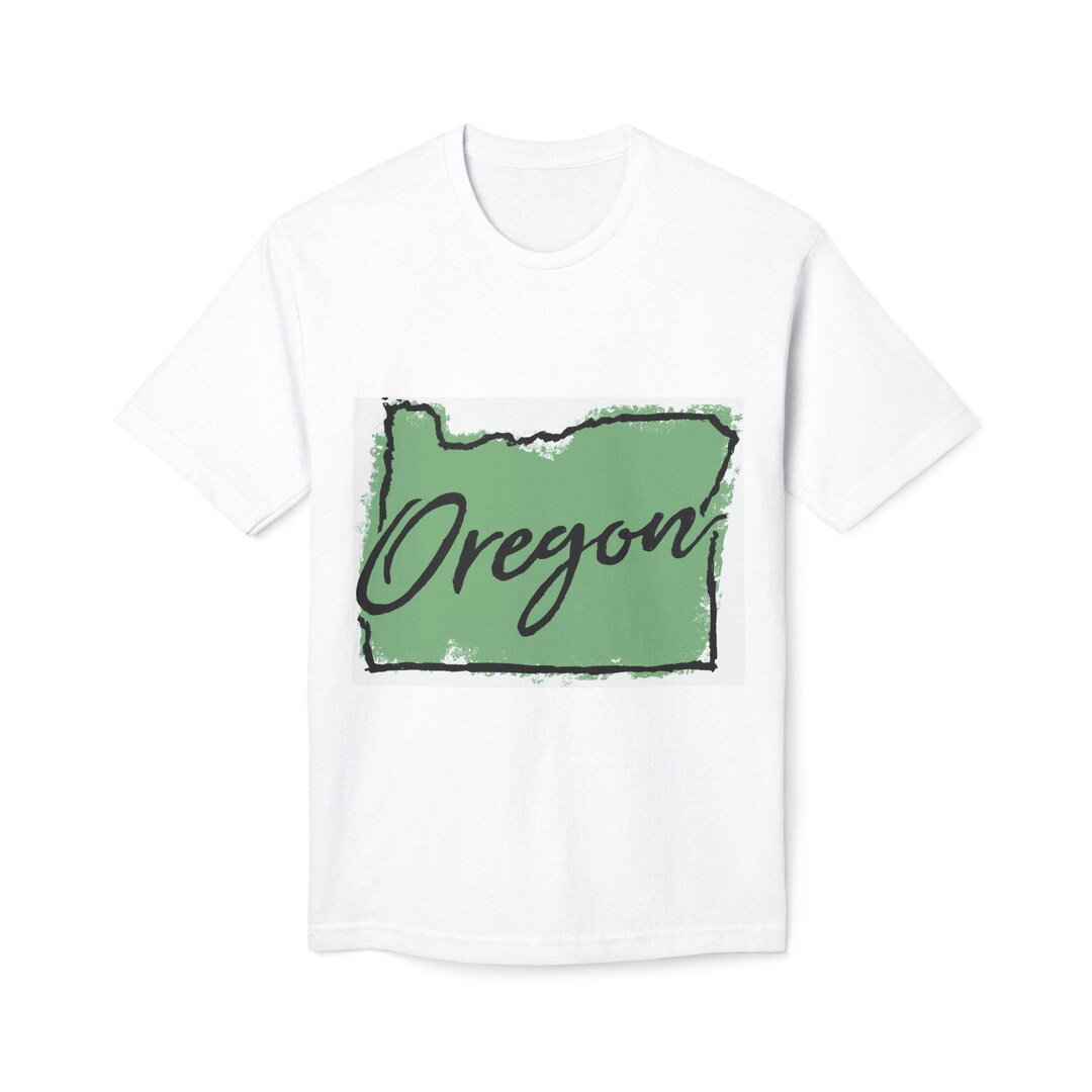 Oregon State Outline Script T-shirt | Green Map Tee - Etsy