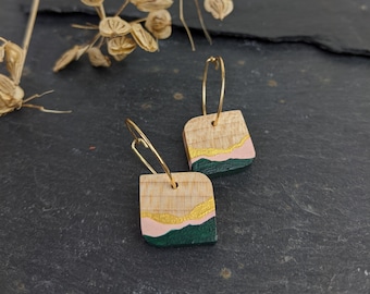 Handmade Wooden Earrings - Wooden Hoop Earrings - Wearable Art Jewellery - 5th Wedding Anniversary Gift for Wife- Adventure Gift