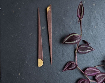 Set of two Hairpins - Star and Moon Wooden hair pins - Eco Hair Accessory - Plastic Free Hair Stick - Recycled Wood Hair Style Accessory