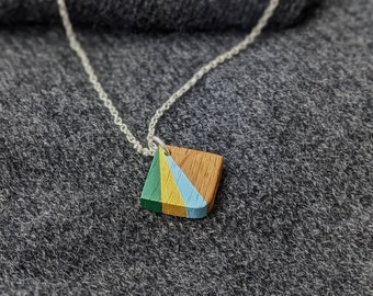 Handmade Wooden Pendant - Geometric Necklace - 5th Wedding  Anniversary Jewellery - Eco Gift for Her