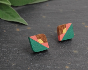 Handmade Wooden Earrings - Stud Earrings - Geometric Earrings - 5th Anniversary Gift - Gift for Her - Bridesmaids Gift