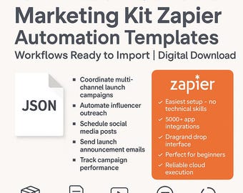19 Produkteinführungs- & Marketing-Kit Zapier-Automation-Vorlagen | Arbeitsschritte bereit zum Import | Digitaler Download