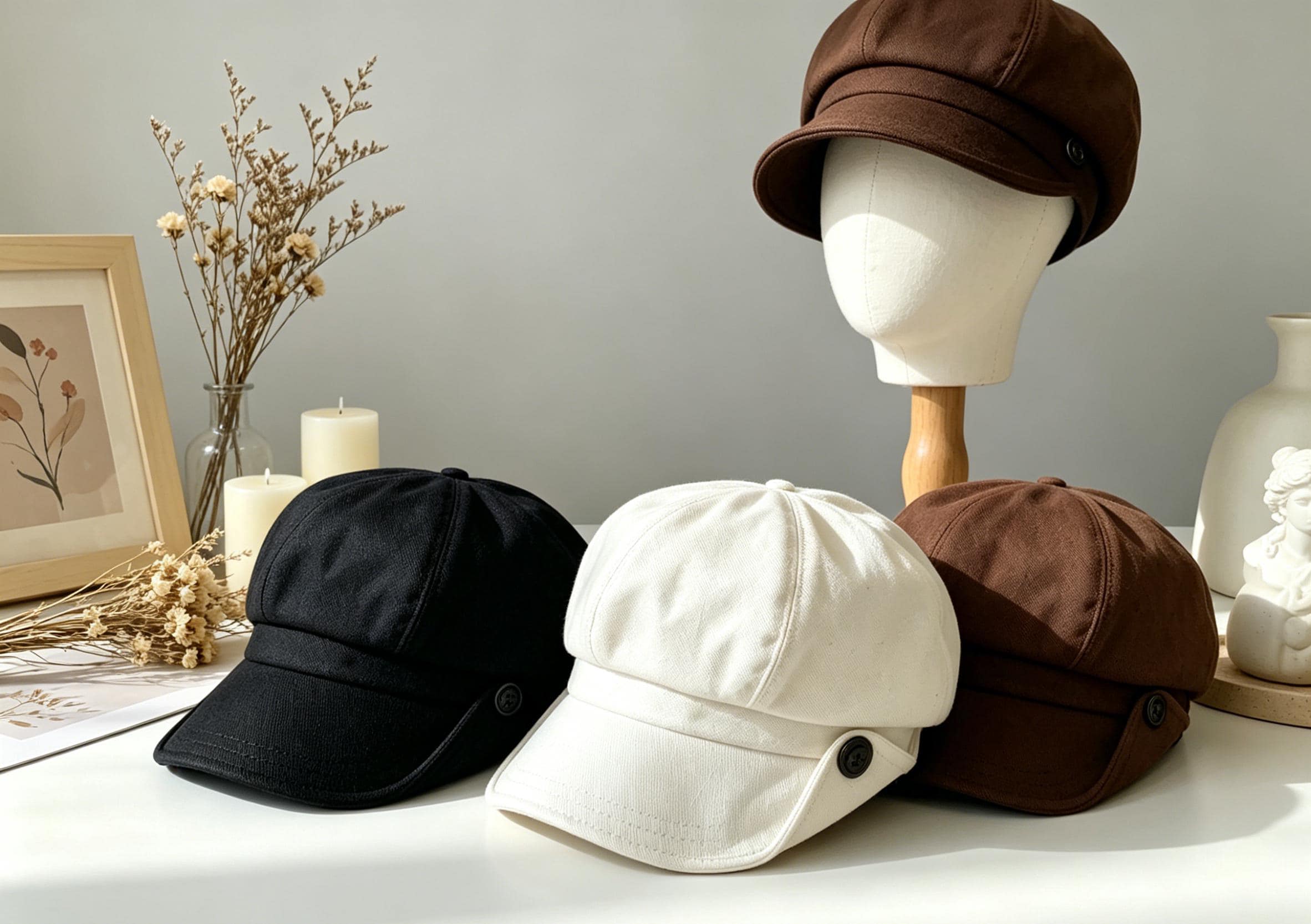 Octagonal Berret Retro Cotton Octagonal Beret, Vintage Newsboy Painter Hat, Elegant ...