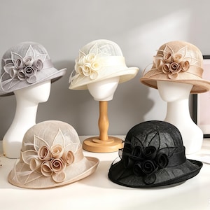 Womens Black Straw Cloche Hat Summer - Etsy display picture 2