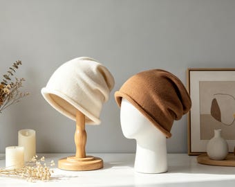 Gorro de punto suave 100% lana merino, unisex, suave y cómodo al tacto, un regalo perfecto.
