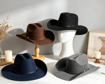 10-kolorowy wełniany filcowy kapelusz fedora | Kapelusz w stylu western z zakrzywionym rondem do noszenia na zewnątrz i do stylizacji