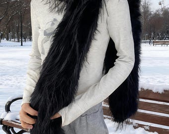 Faux Fur Winter Scarf, Soft Plush Solid Color winter hat