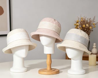 Kapelusz typu bucket z lyocellu Tencel dla kobiet, lekki, składany kapelusz przeciwsłoneczny na lato, kapelusz basenowy z filtrem UV, 3 neutralne kolory na wiosnę i lato