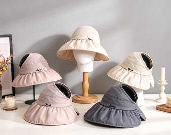 Kapelusz typu bucket z jedwabiu morwowego z daszkiem przeciwsłonecznym, kapelusz z szerokim rondem z ochroną UV, elegancki, oddychający, pusty cylinder na lato, składany kapelusz przeciwsłoneczny podróżny