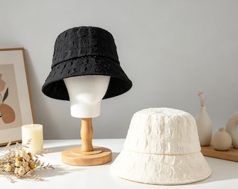 Sombrero de pescador texturizado y arrugado, ligero y transpirable, para mujer.
