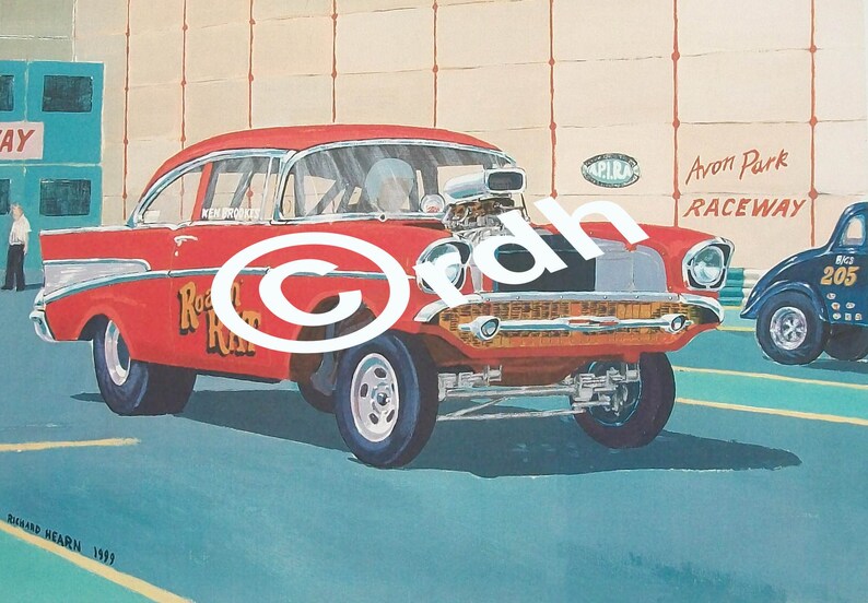 1957 Chevy Gasser drag racing art print image 1