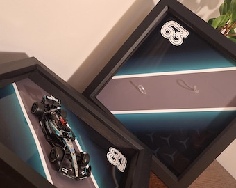 F1 Mercedes George Russell Model Car Display Frame