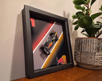 F1 Red Bull Max Verstappen framed car and No.1 artwork