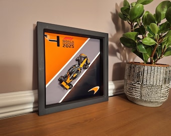 McLaren F1 Lando Norris 2025 World Champion Car and Framed Artwork in black-box frame