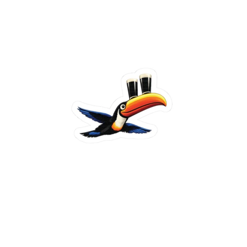 Cartoon Toucan Sticker | Kiss-Cut Sticker, Tropical Bird Decal, Guinness image 5