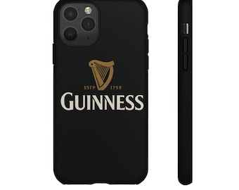 Guinness Phone Case: Black & Gold Irish Harp Design