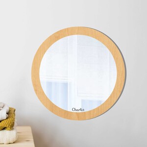 Round Wooden Shatterproof Kids Mirror, Montessori Baby Mirror, Nursery Decor, Personalised Christmas Gift, Kids Bedroom Wall Decor image 4