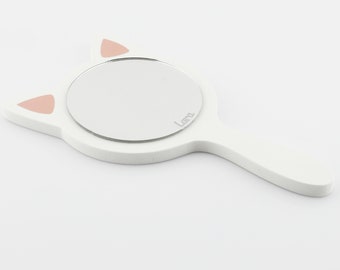 Miroir à main pour enfants en forme de chat, cadeau personnalisé, cadeau pour les amoureux des chats, cadeau de Noël pour filles, jouet Montessori, miroir portatif, miroir de vanité