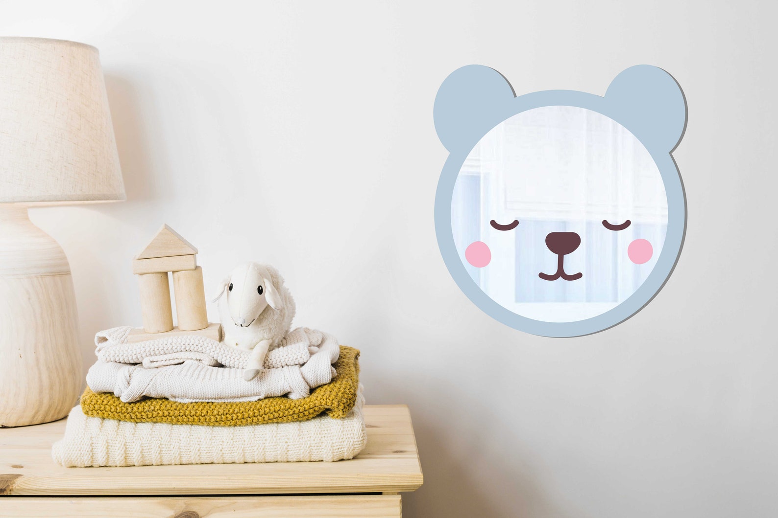 Teddy Bear Head Shaped Kids Wall Mirror Personalised Etsy