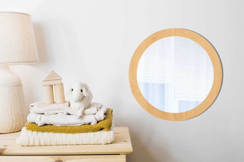 Round Wooden Shatterproof Kids Mirror Montessori Baby Mirror | Etsy
