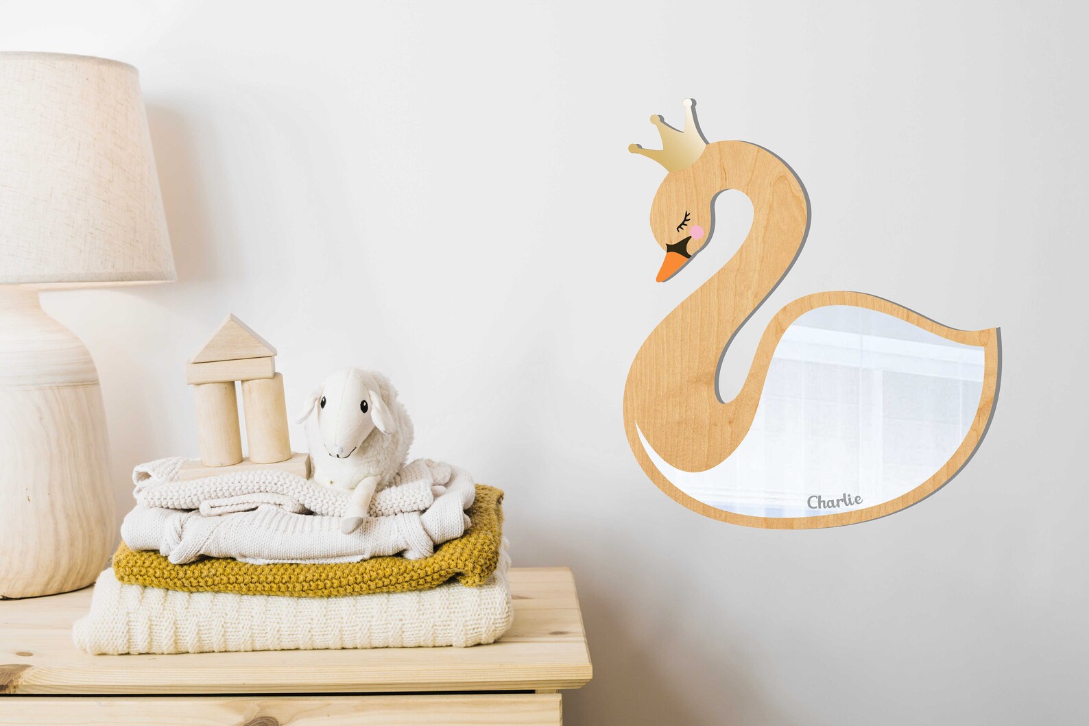 Espejo de pared de los niños princesa de los cisnes de madera | Etsy