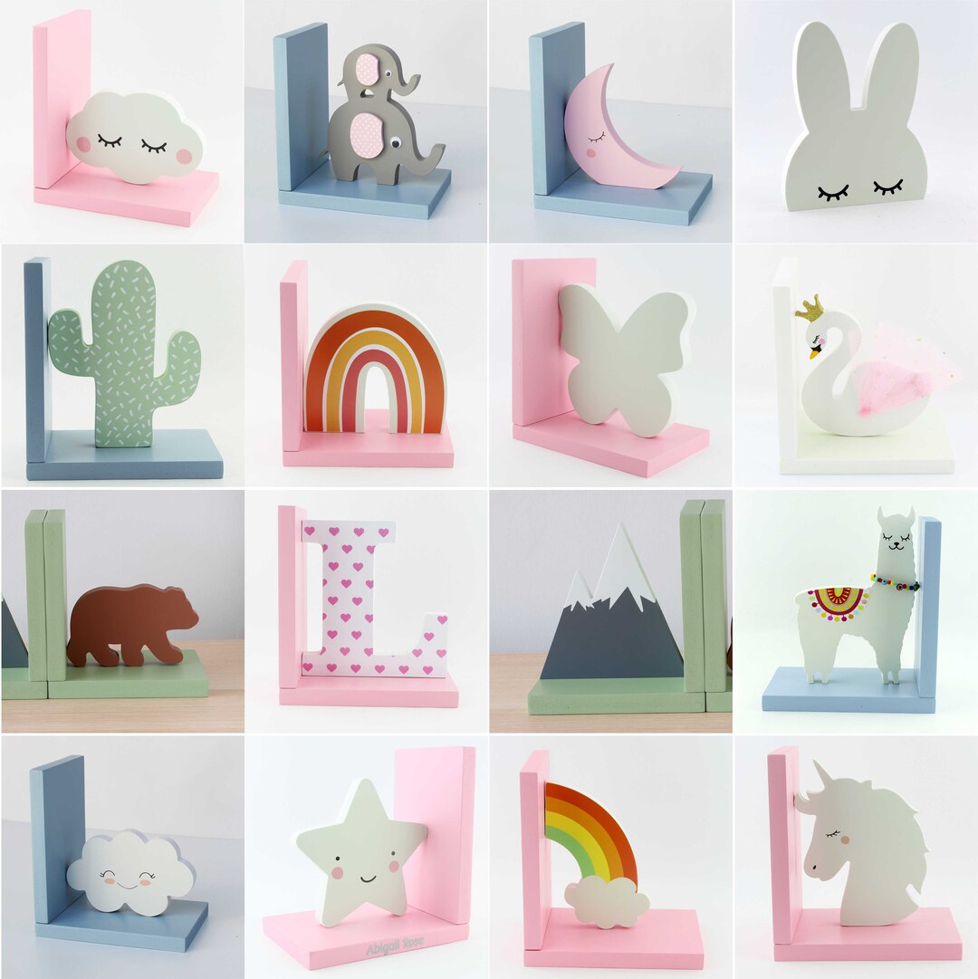 Personalized Kids Bookends, Nursery Bookends, Gift for Kids, Letter