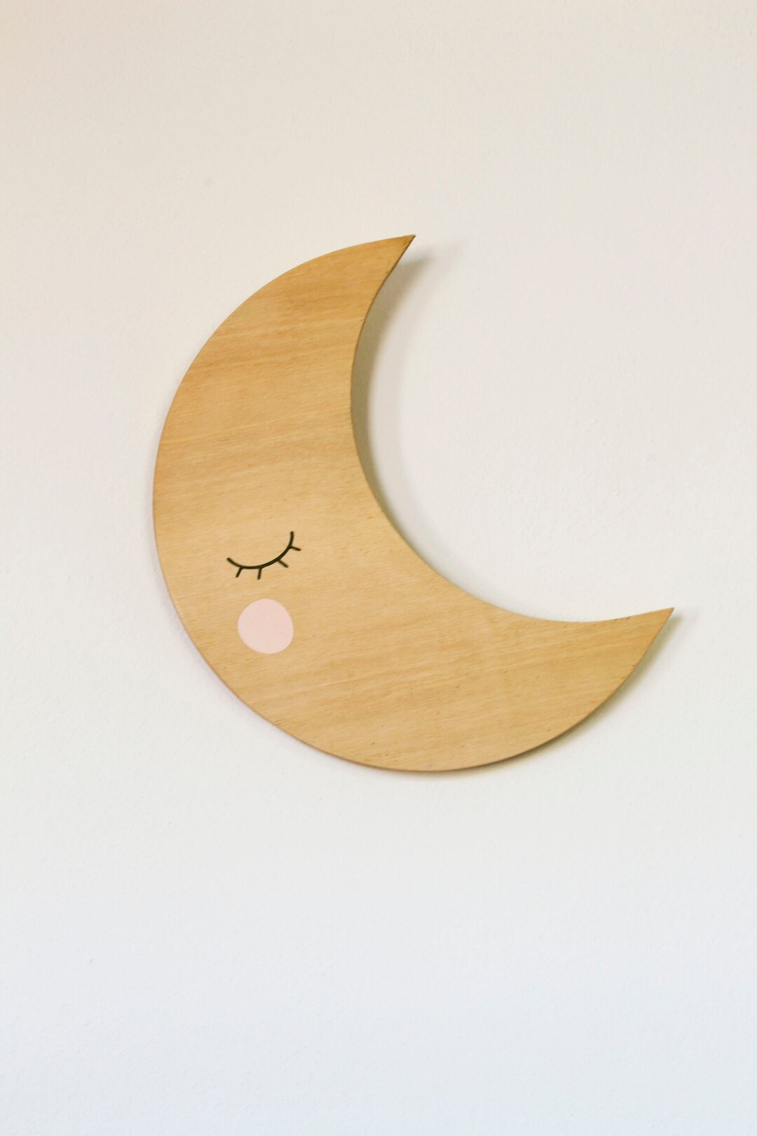 Crescent Moon Shaped Wooden Wall Decor, Boho Nursery Decor