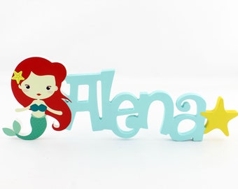 Mermaid Name Sign, Personalized Gift, Nautical Nursery Decor, Ocean Theme Kids Room Decor, Under the Sea Theme, Door Sign