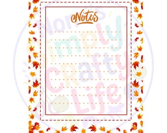 Autumn Notes: Instant Download Stationery