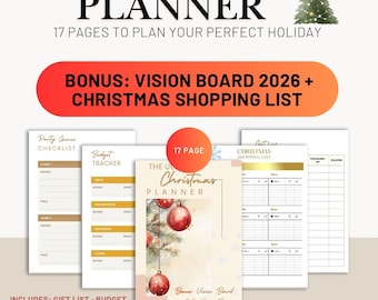 Gold Christmas Planner – Holiday Organizer Printable (PDF)