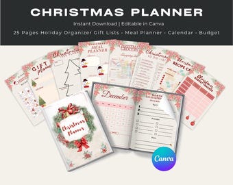 Christmas Planner 2024 | Holiday Organizer | Budget Tracker, Gift List, Meal Planner, Decorations Checklist | Printable A4 & US Letter