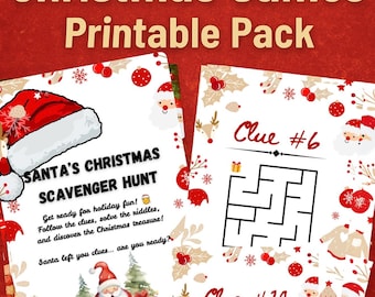 Christmas Scavenger Hunt Game: Holiday Riddles & Clues (Instant Download PDF)