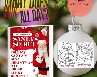 Santa’s Secret Christmas Eve Coloring Book for Kids – Printable Holiday Activity PDF – Follow Santa’s Busy December 24th Story!
