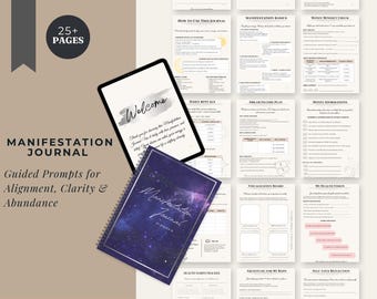 Manifestation Journal Printable – Guided Manifestation Workbook, Law of Attraction, Self Love & Mindset Planner PDF