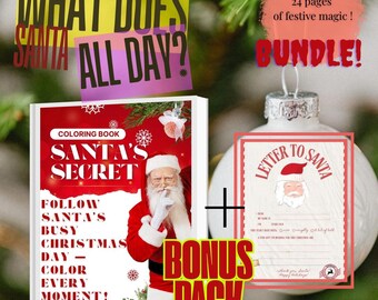 Santa’s Secret Christmas Bundle | Letter from Santa and Coloring Book for Kids | Printable Holiday Activity Set | Instant Download PDF