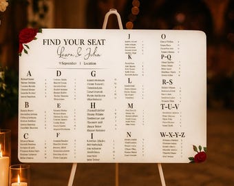 Elegant Wedding Seating Chart Template: Editable Canva Design (Digital Download)