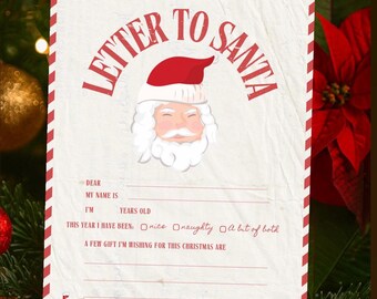 Letter to Santa Template: Printable Christmas Wish List (PDF)