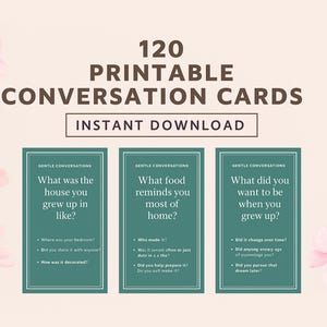 Printable Conversation Starter Cards | Gentle Prompts for Families, Friends, Memory Care and Elderly -  Instant Download PDF