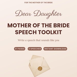 Mother of the Bride Speech Toolkit | Wedding Toast Examples, Writing Prompts (Instant Download)
