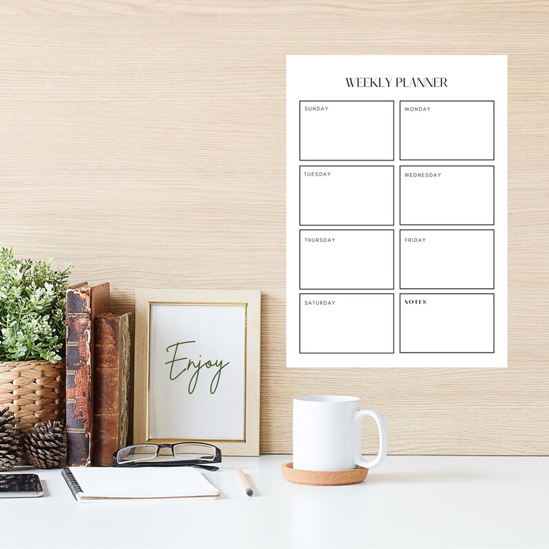 Weekly Planner Printable | Minimalist Schedule | Monday & Sunday Start ...