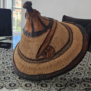 Vintage Asian Style Oriental‎ Woven Straw Large Weave Dome Sun Hat Amazon.com: xihexi Chinese Traditional Hand-Woven Tapered  main image 2