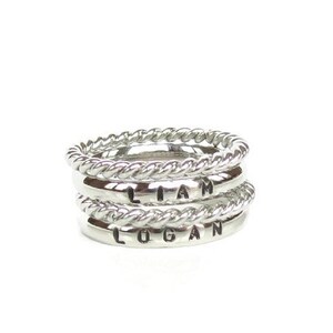 Stackable Name Ring, Personalized Ring, Engraved Silver Ring, Gift For Mom, Family Ring, Mothers Day Gift, Stacking Name Ring, New Baby Gift