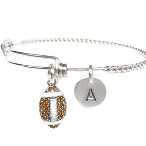 Football Personalized Bracelet, Football Mom Gift, Football Initial Football Jersey Number, Football Girlfriend, Stackable Bracelet, Coach