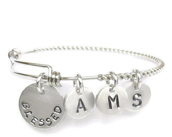 Blessed Bracelet, Personalized Initial Bracelet, Blessed Jewelry, Gift for Mom, Mothers Day Gift, Nana, Religious Gift, Christmas Gift