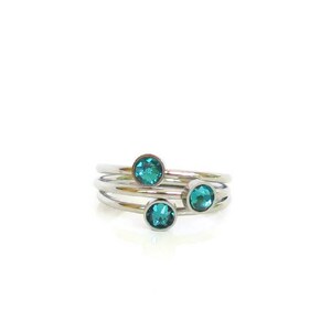 Stackable Swarovski Crystal Ring December Birthstone, Blue Zircon, Gift for Her, Grandma, Nana, New baby gift, Family Birthstones, Friend